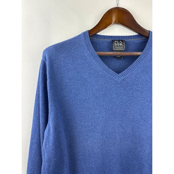 Men’s Jos. A. Bank Large Cobalt Blue Long Sleeve V-Neck Sweater - Picture 2 of 4